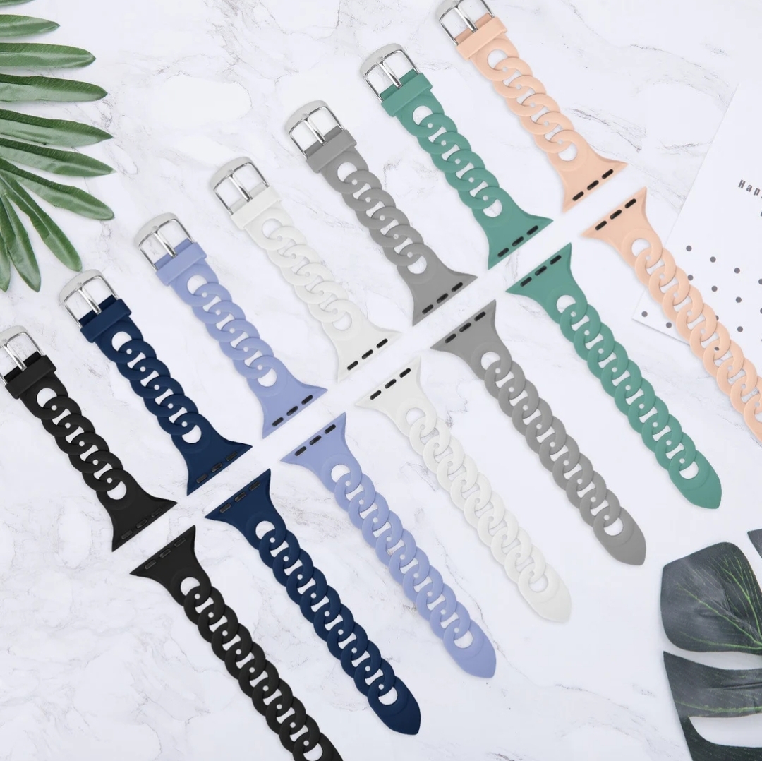 Twisted loop Chain Rose Silicone Apple Watch Band