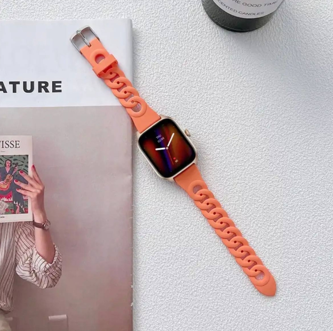 Twisted loop Chain Rose Silicone Apple Watch Band