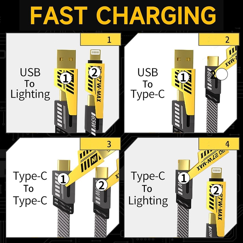 65W Super Fast 4in1 Charger Cable