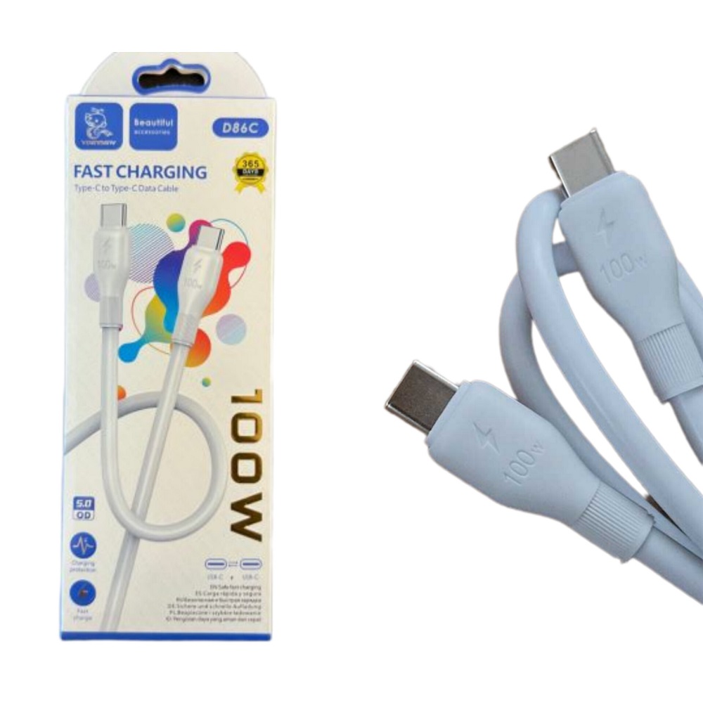 کابل شارژ دو سر تایپ سی 100 وات سوپرفست Vdenmenv مدل D86C ضخیم